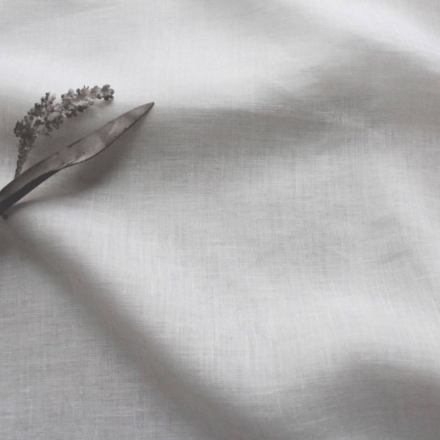 Alisa White - White 100% linen fabric for sheer curtains