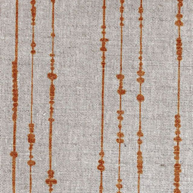 Pearls Burnt Orange - Natural curtain fabric, Orange pearls print