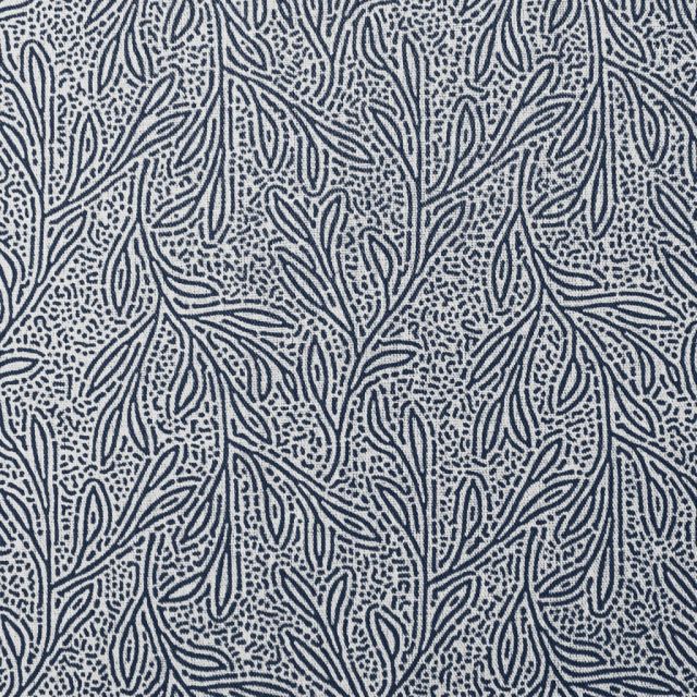 Alma Deep Blue - Curtain fabric with Dark Blue botanical print