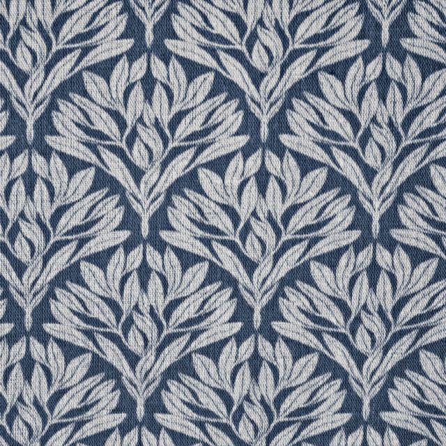 Birna Deep Blue - Curtain fabric with Dark Blue botanical print