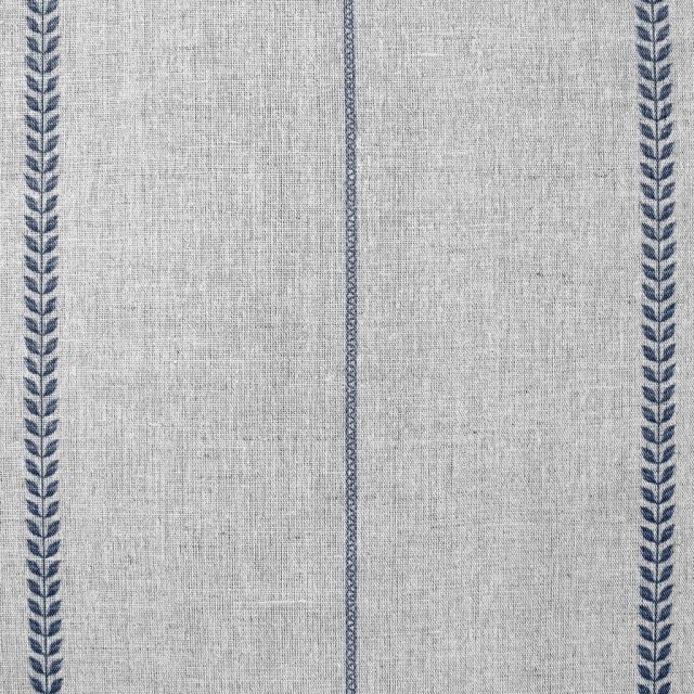 Berit-NAT Deep Blue - curtain fabric with Dark Blue striped print