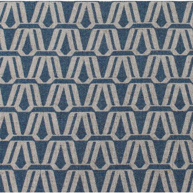 Elva Denim - Halvlinne, naturfärg, blå abstrakt mönster