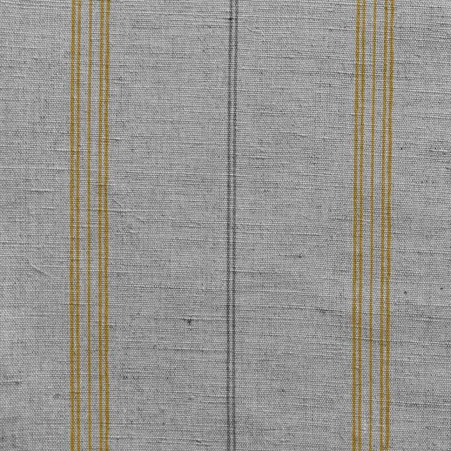 Elise Mustard - Linen Cotton mix curtain fabric, Yellow & Grey stripes