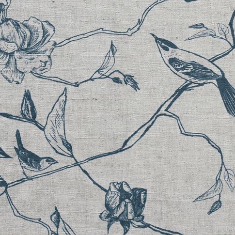 Gardenia Blue Stone - Blått botaniskt mönster med fåglar