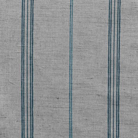 Elise Blue Stone- Linen Cotton mix curtain fabric, Blue Stone & Marine Blue stripes