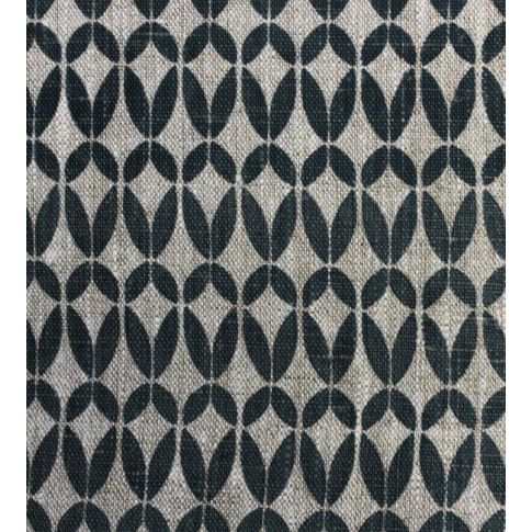 Siruna Charcoal - Halvlinne, naturfärg, Mörkgrått abstrakt mönster