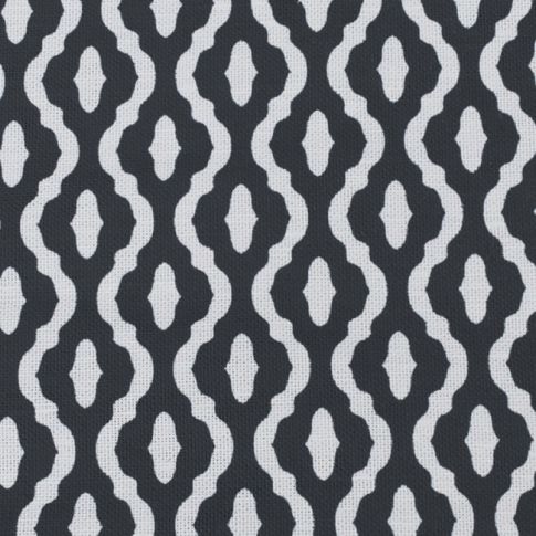 Oona Charcoal - Vitt linnetyg, mörkgrått abstrakt mönster