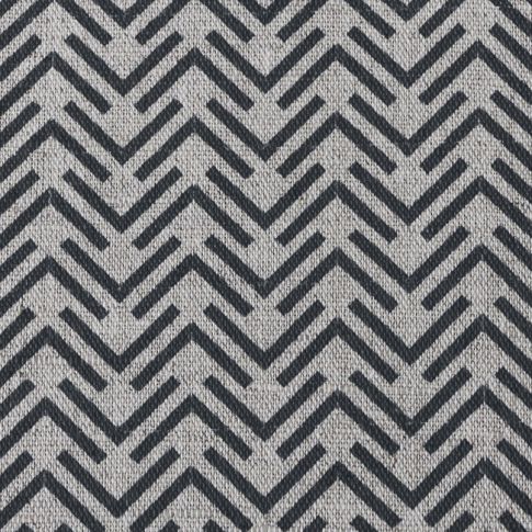 Thea Charcoal - Öko-Tex gardintyg i naturfärg, Mörkgrått abstrakt mönster