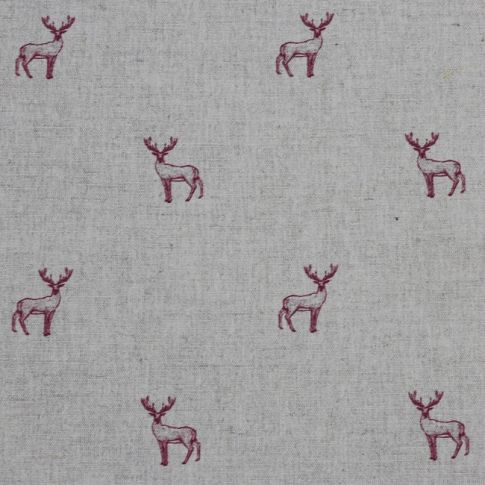 Deer Cherry - Gardintyg med rött mönster av hjortar