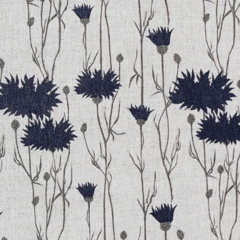 Margrete Deep Blue - Gardintyg med Mörkblått blommönster