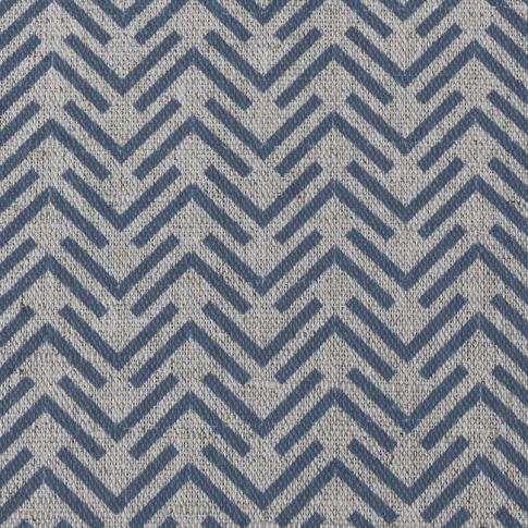 Thea Denim - Öko-Tex gardintyg i naturfärg, Blå abstrakt mönster