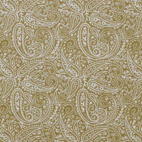 Gigi Dijon - Vitt 100% linnetyg med gult paisley mönster