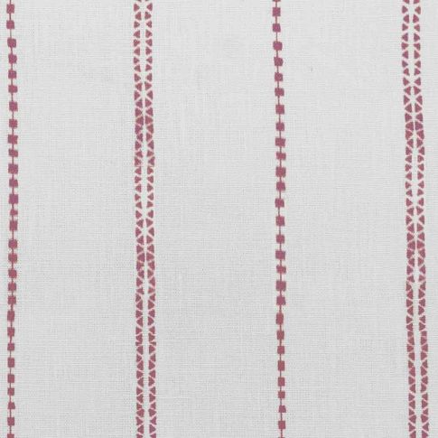 Inga Red - White fabric with Red decorative stripes, 100% Linen