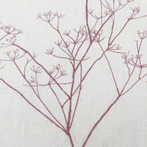 Cicely Dusty Pink - Vitt linnetyg, Rosa botaniskt mönster