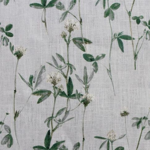 Estelle White - Gardintyg med Vitt / Grönt / Grått blommönster