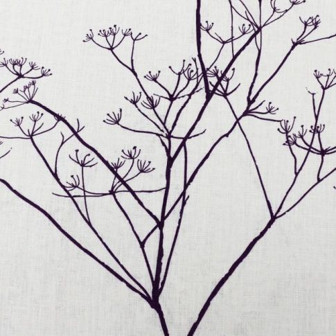 Cicely Grape - Vitt linnetyg, Lila botaniskt mönster