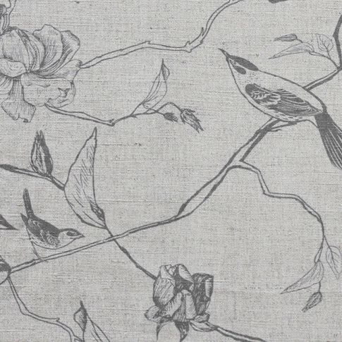 Gardenia Greige - Grått botaniskt mönster med fåglar