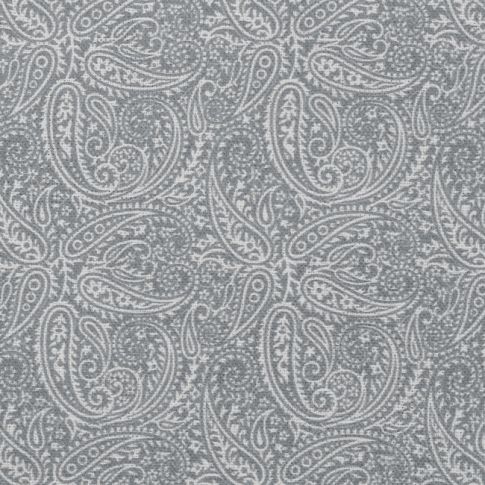 Gigi Greige - Vitt 100% linnetyg med grått paisley mönster