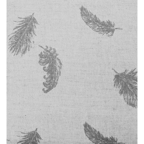 Feathers Greige - Halvlinne grå fjäder mönster