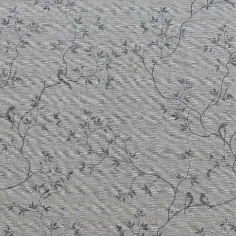 Goldfinch Greige- Curtain fabric with grey botanical print