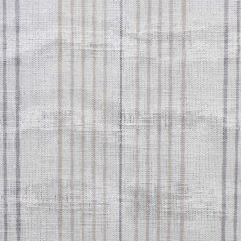 Else Grey Sand WHT - Linen curtain fabric, pale grey & grey stripes