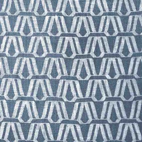 Ilva Agate Blue- White linen fabric, Blue contemporary print