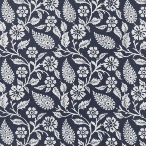 Sonja Ink - Gardintyg, vackert Blått paisley mönster, 100% linne