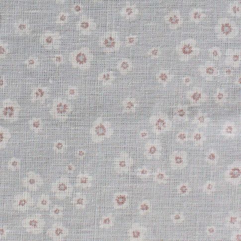 Janika Peony- Linen Curtain Fabric - Grey & Pale Pink Flower Pattern