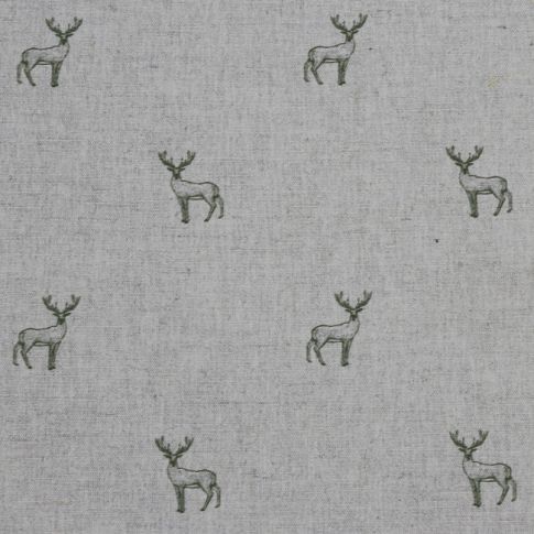 Deer Khaki - Gardintyg med grönt mönster av hjortar