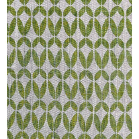 Siruna Leaf - Halvlinne, naturfärg, Grön abstrakt mönster