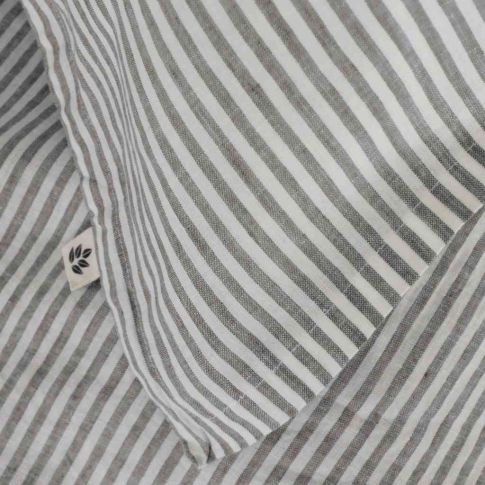 Linen Duvet Cover Single, Grey Stripe