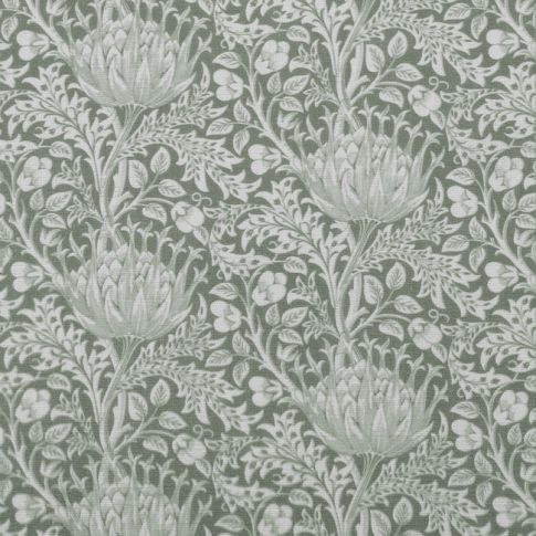 Katarina Meadow - Vitt linnetyg med Grönt blommönster