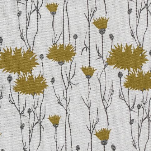 Margrete Mustard - Gardintyg med Senapsgult blommönster