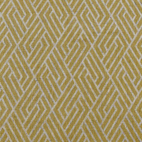 Vera Mustard - Halvlinne, naturfärg, Senapsgul abstrakt mönster