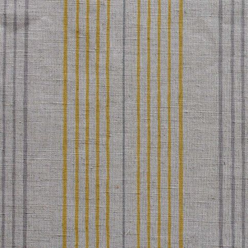 Else-Mustard-  Linen Cotton mix curtain fabric, Yellow & Grey stripes