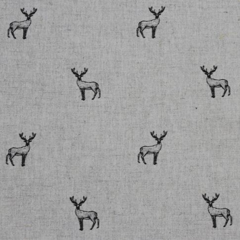 Deer Noir - Gardintyg med svart mönster av hjortar