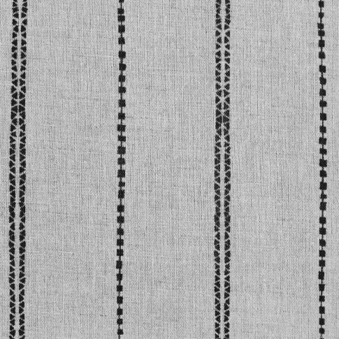 Inga-NAT Noir - Natural fabric with Black decorative stripes, Linen Cotton mix