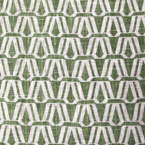 Ilva Olive - Vitt linnetyg, olivgrönt abstrakt mönster