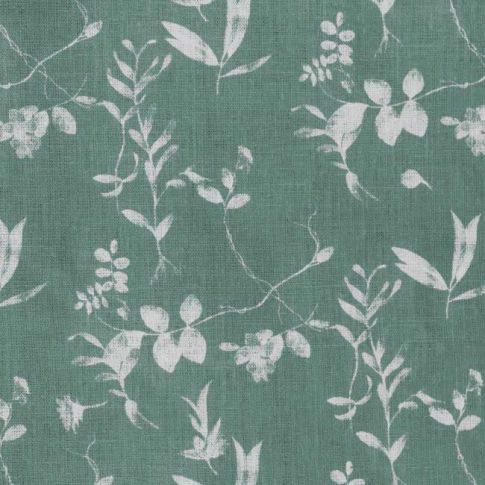 Flora Sage - Curtain fabric with Green botanical print