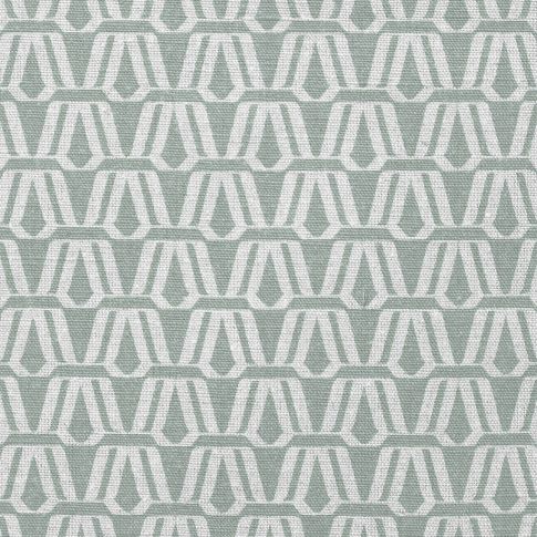 Ilva Sage - White linen fabric, Sage Green contemporary print